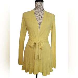 Anthropologie Sparrow Yellow Belted Cardigan Long Sleeve Knit Women’s Sz:Small